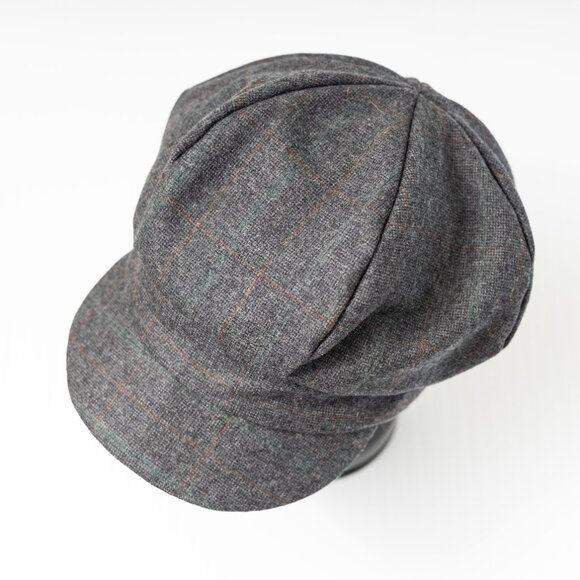 Upcycled Vintage Wool Gray Plaid Newsboy Cap Paperboy Hat Cabbie Hat main image 5